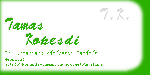 tamas kopesdi business card